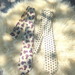 (2) VTG Egon vonFurstenberg Paisley Cream Red Blue Tricel Ties